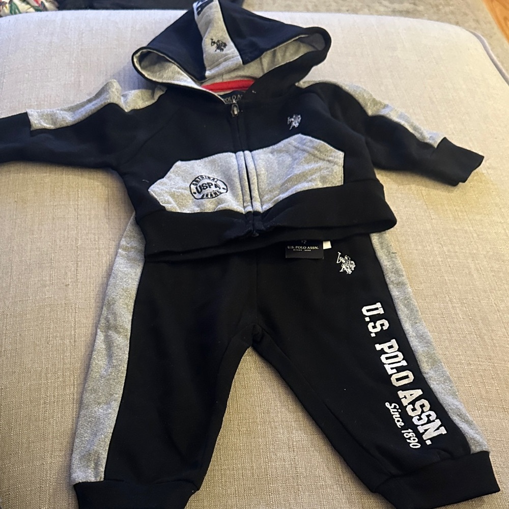 U.S. Polo Assn. Kids Black and Gray Hoodie Set